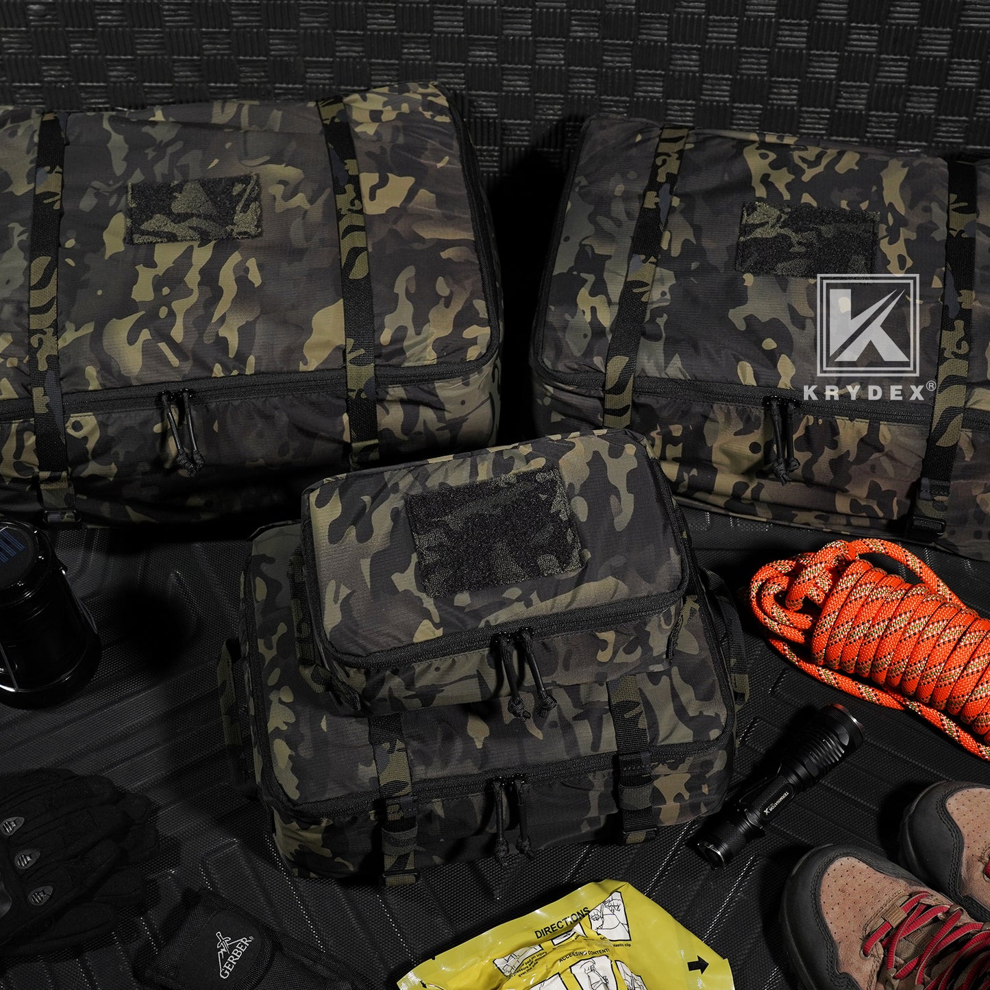 Krydex Tactical Travel Packing Organizer 70D Nylon Packing Cubes Waterproof Luggage Bags YKK Zipper 4pcs set