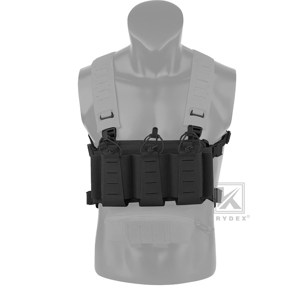Krydex Tactical Triple Elastic 556 Magazine Pouch Placard GP Pouch Low-Profile Mag Holders for Chest Rig and Vest