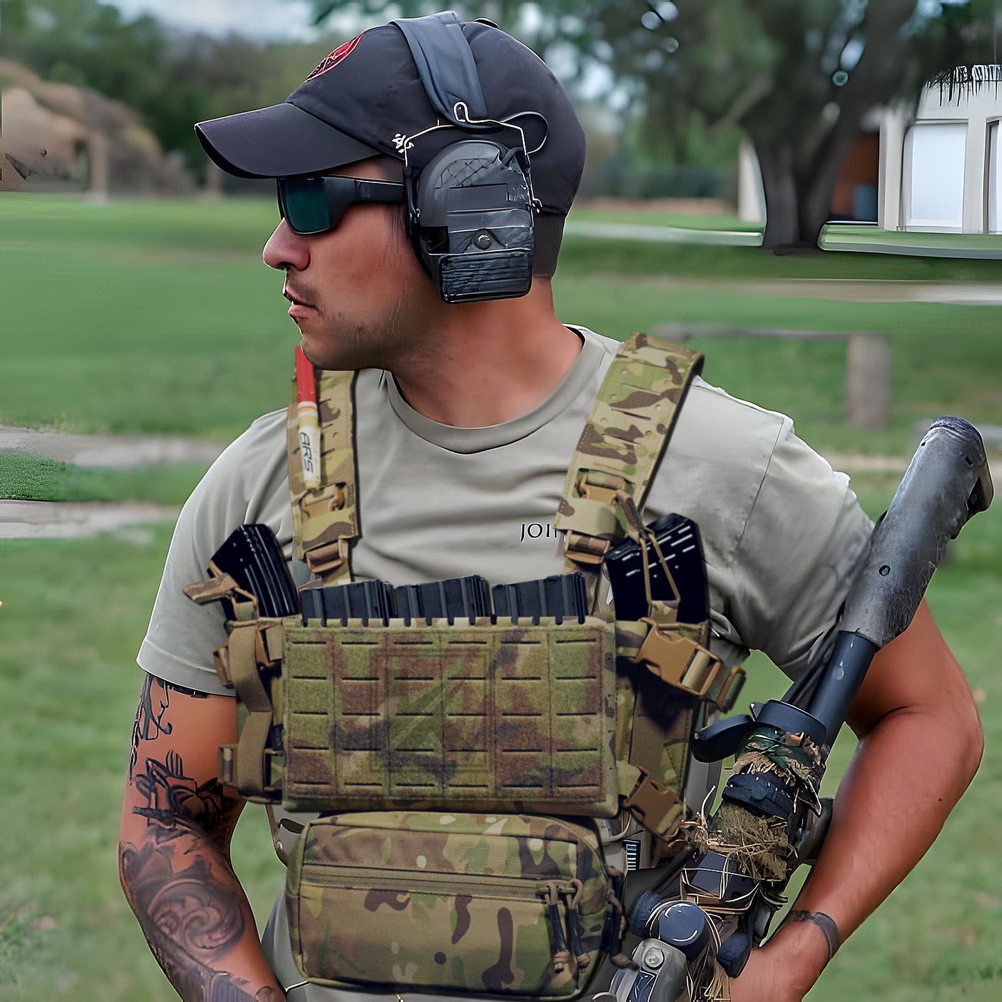 Krydex Tactical Chest Rig Padded Shoulder Strap Laser Cut H-Harness Fat Shoulder Waist Back Strap for Micro Fight Chassic Placard