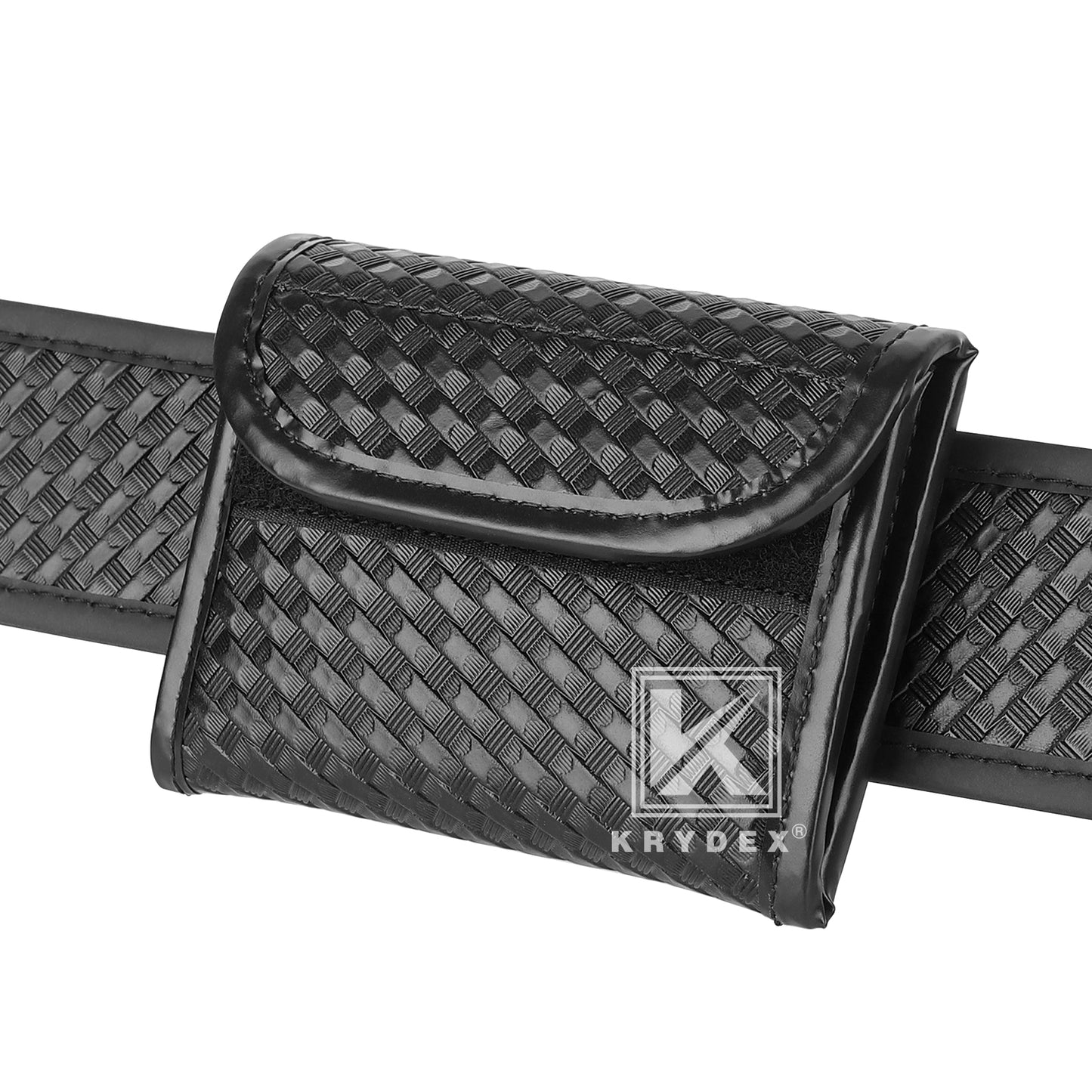 Krydex Flat Glove Holder Latex Nitrile Disposable Gloves Pouch Basket Weave Keeper Fits 2" & 2.25" Duty Belt For Police Firefighter Law enforcement EMT Paramedic First Responders