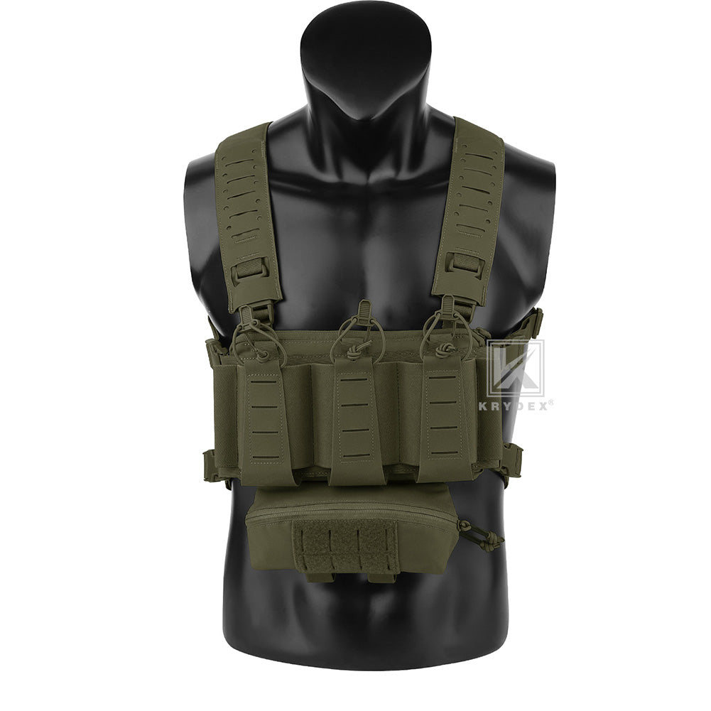 Krydex Tactical Chest Rig Triple Elastic 556 Magazine Pouch Placard GP Pouch Mini Drop Dangler Pouch