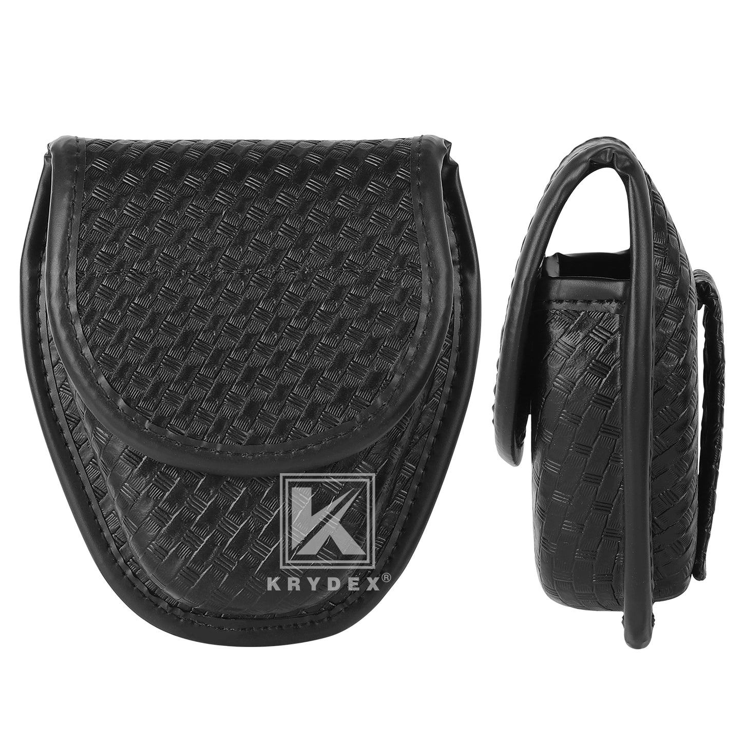 Krydex Double Hidden Snap Basket weave Handcuff Case Pouch Fits 2” & 2.25” Duty Belt For Police Law Enforcement & Security Guard Equipment