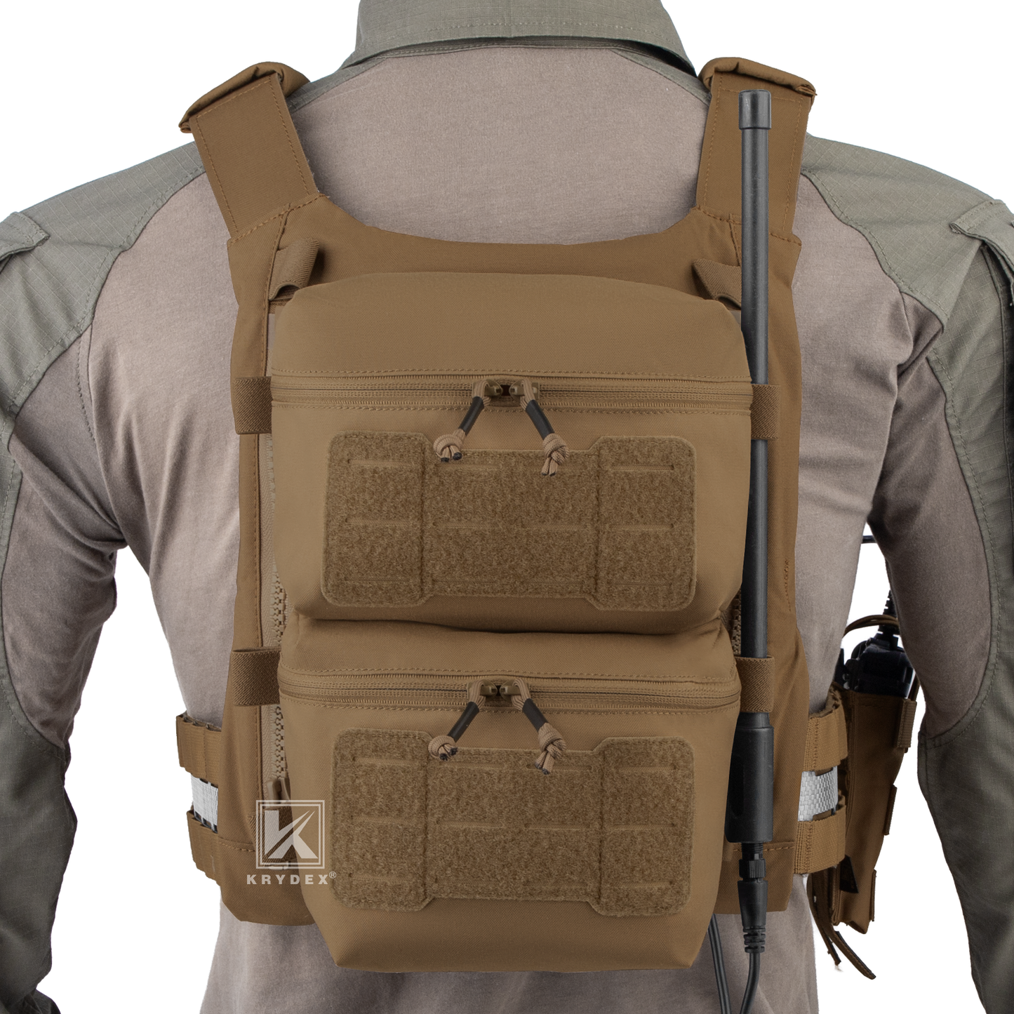 Krydex Tactical Back Panel Double Pouch Assault Zip On Modular Backpack for V5 vest