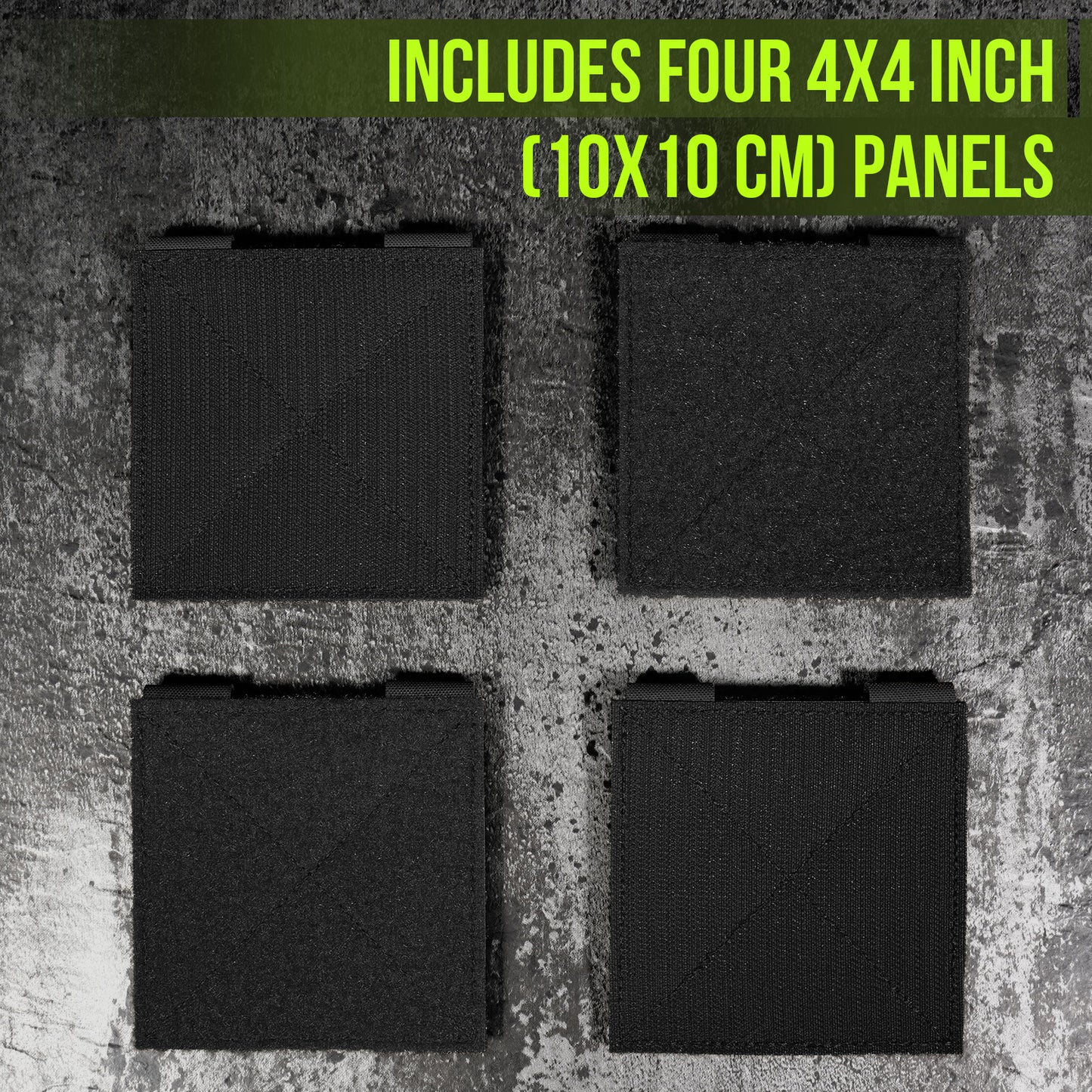 Krydex 4-Pack 4x4 Inch Dual-Sided Molle Patch Panel Hook & Loop Adapter Board for Patches Pouches & Accessories Reversible Hook/Loop Surface for Vests Backpacks & Tactical Gear Heavy-Duty Nylon