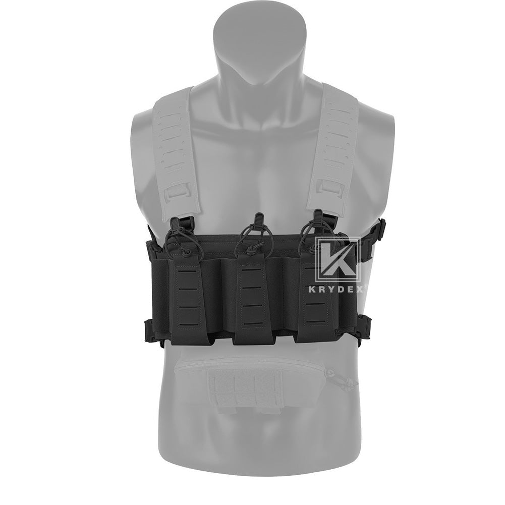 Krydex Tactical Triple Elastic 556 Magazine Pouch Placard GP Pouch Low-Profile Mag Holders for Chest Rig and Vest