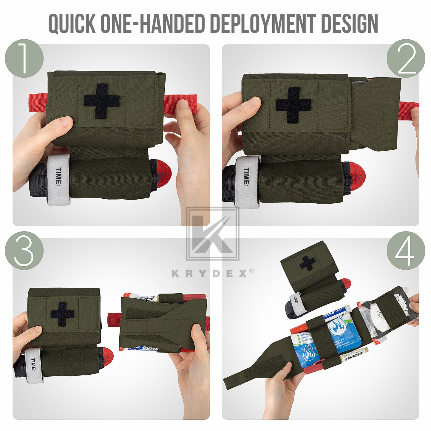 Krydex Tactical Micro Trauma Pouch MED IFAK Kit First Aid Insert Medical Holder Removable Tourniquet Holder MOLLE & Belt Compatible