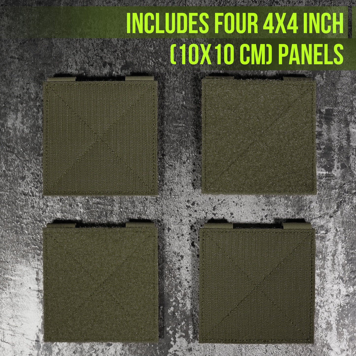 Krydex 4-Pack 4x4 Inch Dual-Sided Molle Patch Panel Hook & Loop Adapter Board for Patches Pouches & Accessories Reversible Hook/Loop Surface for Vests Backpacks & Tactical Gear Heavy-Duty Nylon