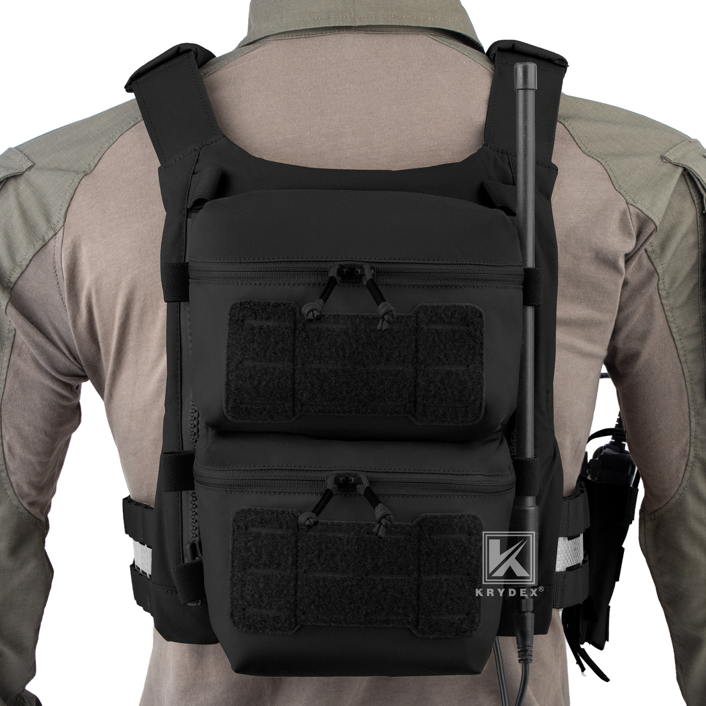 Krydex Tactical Back Panel Double Pouch Assault Zip On Modular Backpack for V5 vest