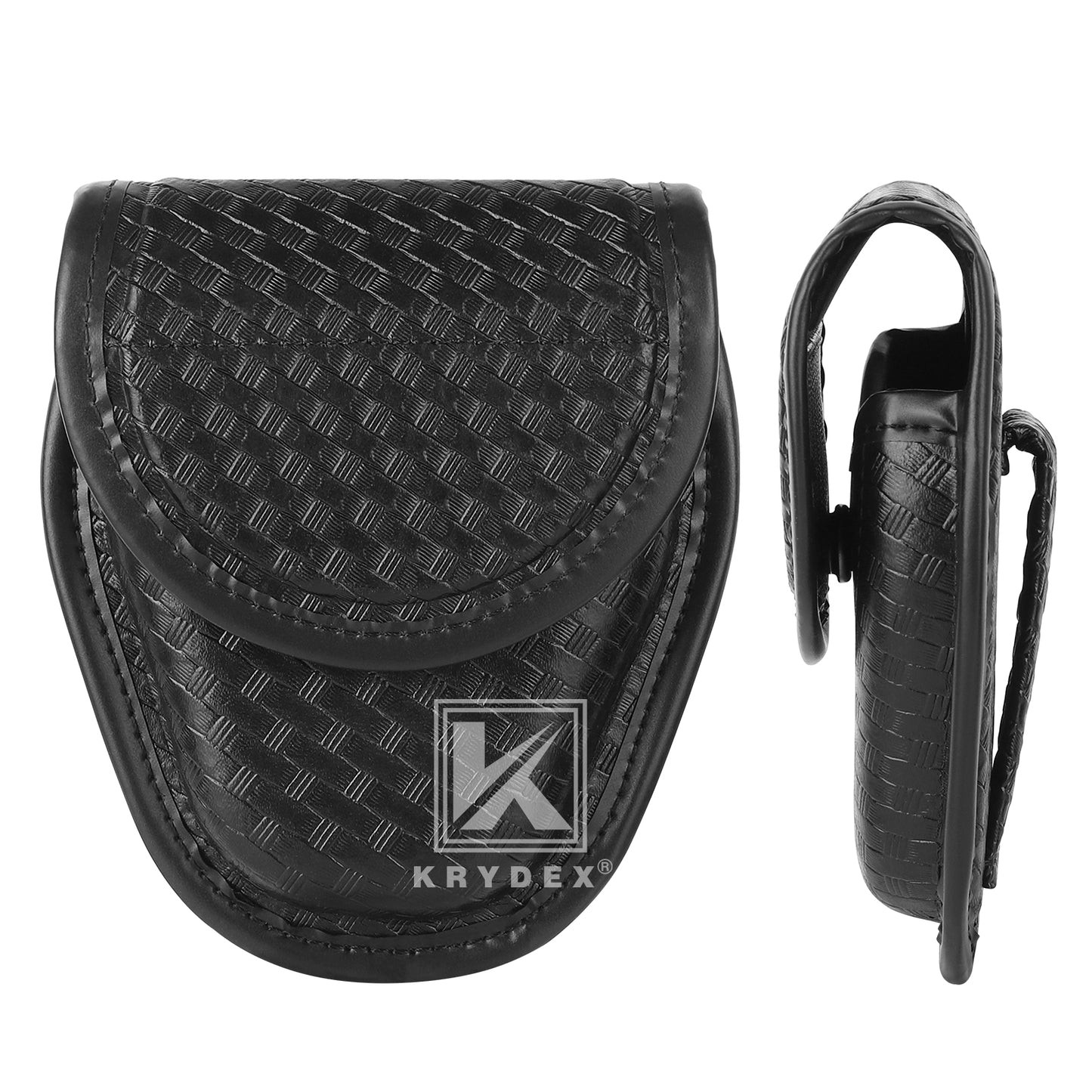 Krydex Hidden Snap Basket weave Handcuff Case Single Handcuff Pouch Fits 2” & 2.25” Duty Belt For Police Law Enforcement & Security Guard Equipment