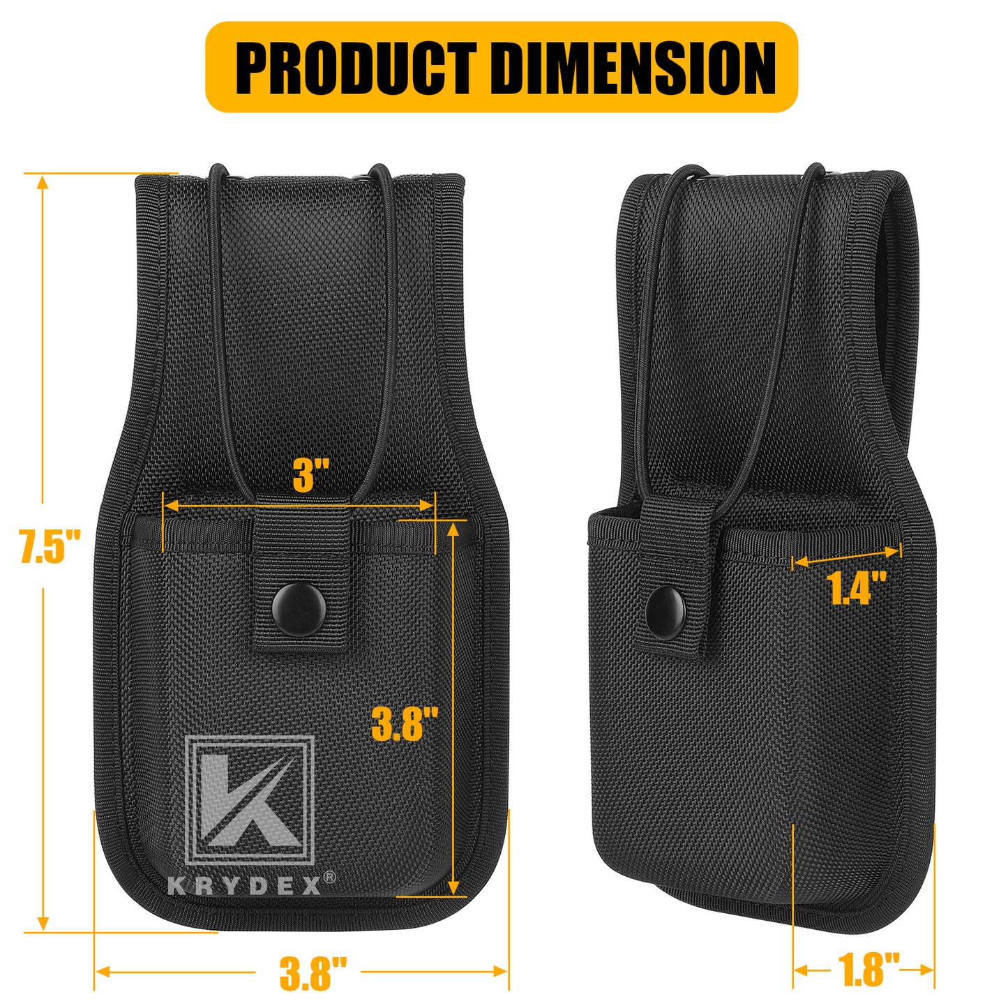 Krydex 1680D Nylon Radio Pouch for Duty Belt Universal Radio Holster Walkie Talkies for Police Security & Law Enforcement Heavy Duty Durable Fits 2" & 2.25" Belts