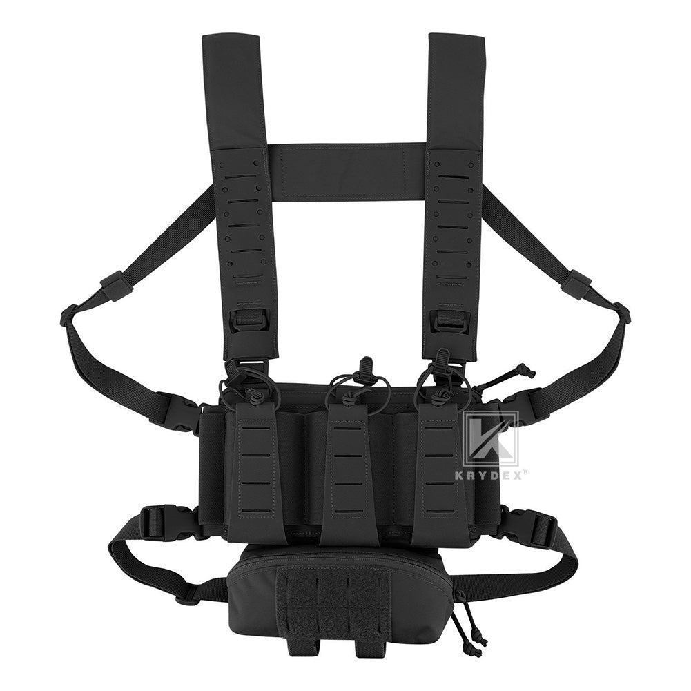 Krydex Tactical Chest Rig Triple Elastic 556 Magazine Pouch Placard GP Pouch Mini Drop Dangler Pouch