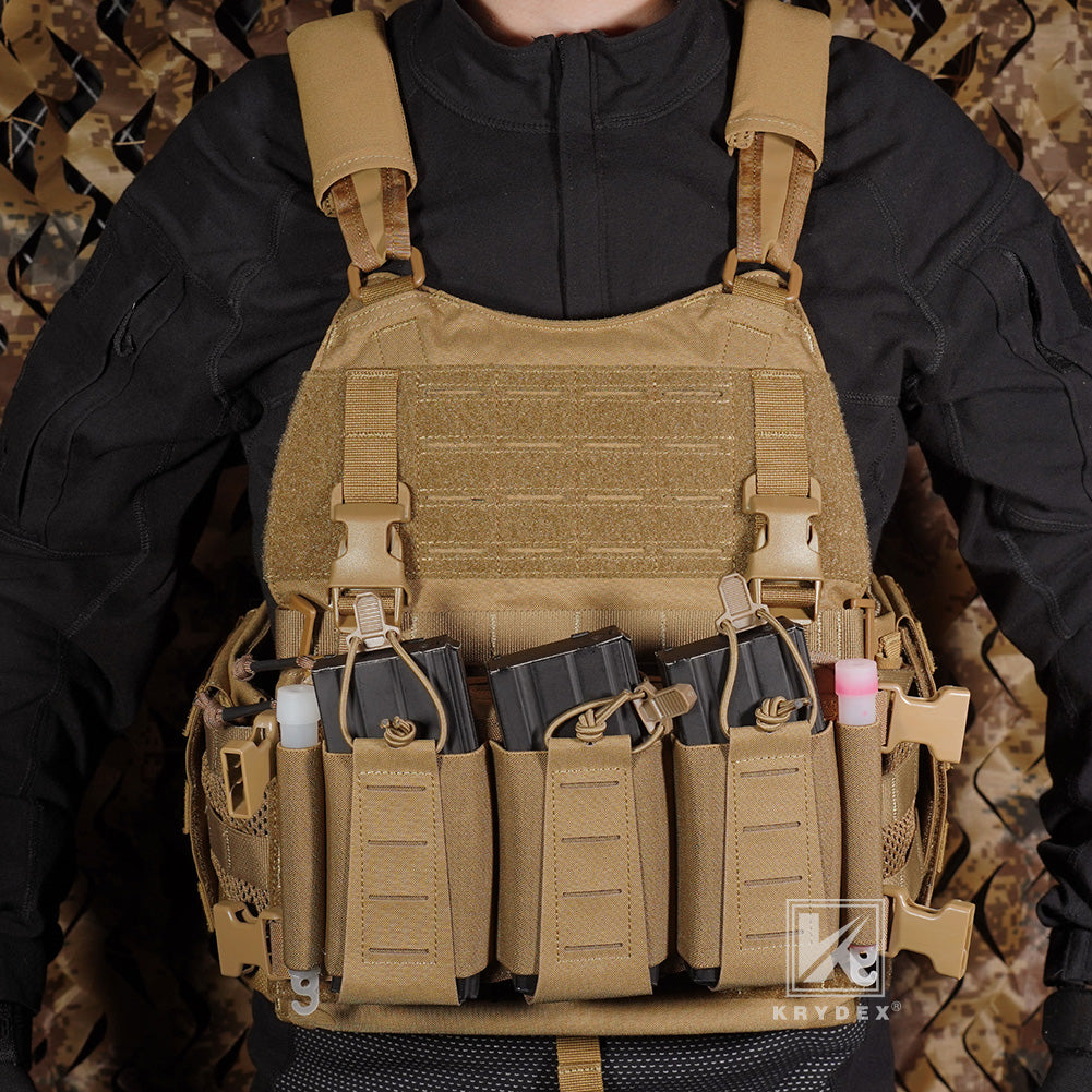 Krydex Tactical Triple Elastic 556 Magazine Pouch Placard GP Pouch Low-Profile Mag Holders for Chest Rig and Vest