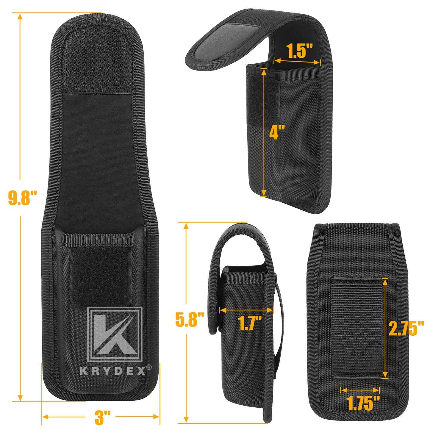 Krydex OC / MK3 Spray Holster OC MACE Pepper Spray Nylon Pouch Canister Flashlight Holder Multi-Tool Plier Pouch Fits 1.5" 1.75" 2" 2.25"  Duty Belt for Police Security LE Outdoor