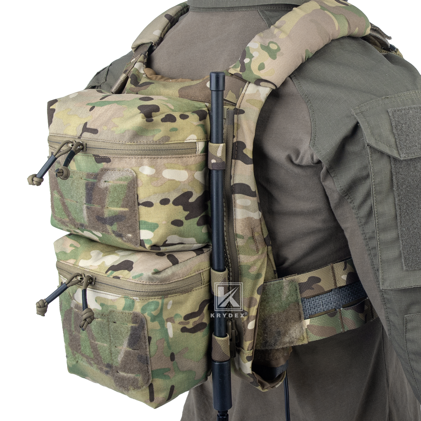 Krydex Tactical Back Panel Double Pouch Assault Zip On Modular Backpack for V5 vest