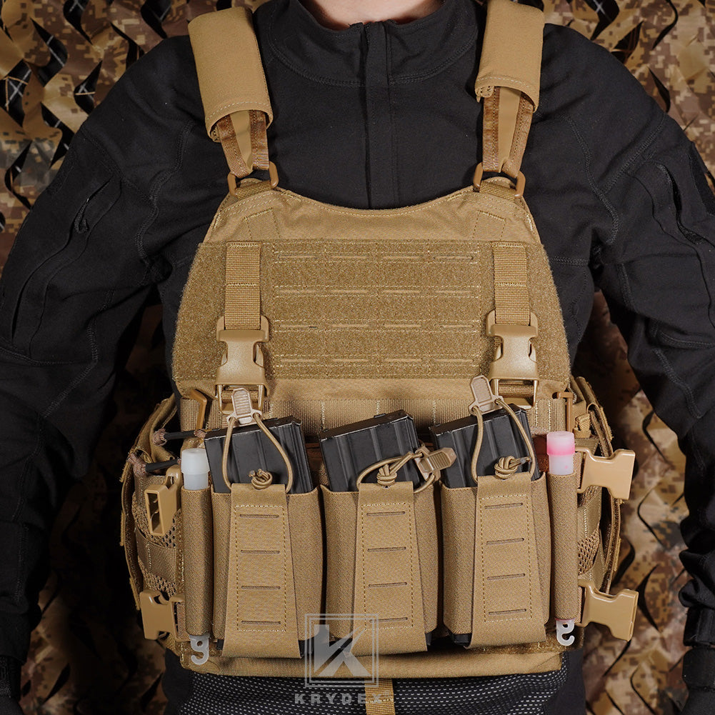 Krydex Tactical Triple Elastic 556 Magazine Pouch Placard GP Pouch Low-Profile Mag Holders for Chest Rig and Vest