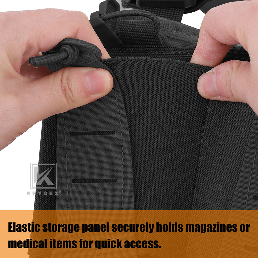 Krydex Tactical Triple Elastic 556 Magazine Pouch Placard GP Pouch Low-Profile Mag Holders for Chest Rig and Vest
