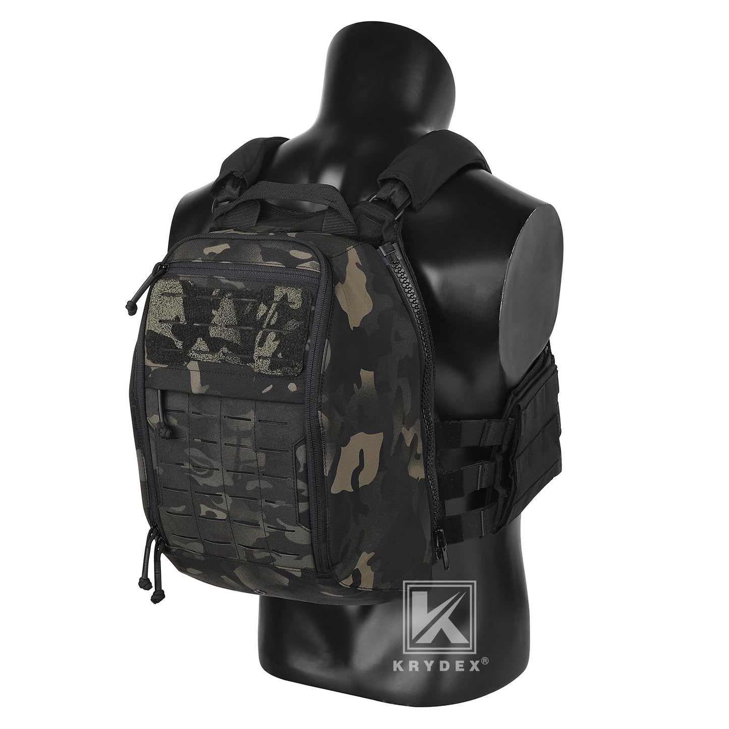 Krydex Tactical Zip-on Back Panel for Scarab Vest MOLLE Helmet Hydration Backpack