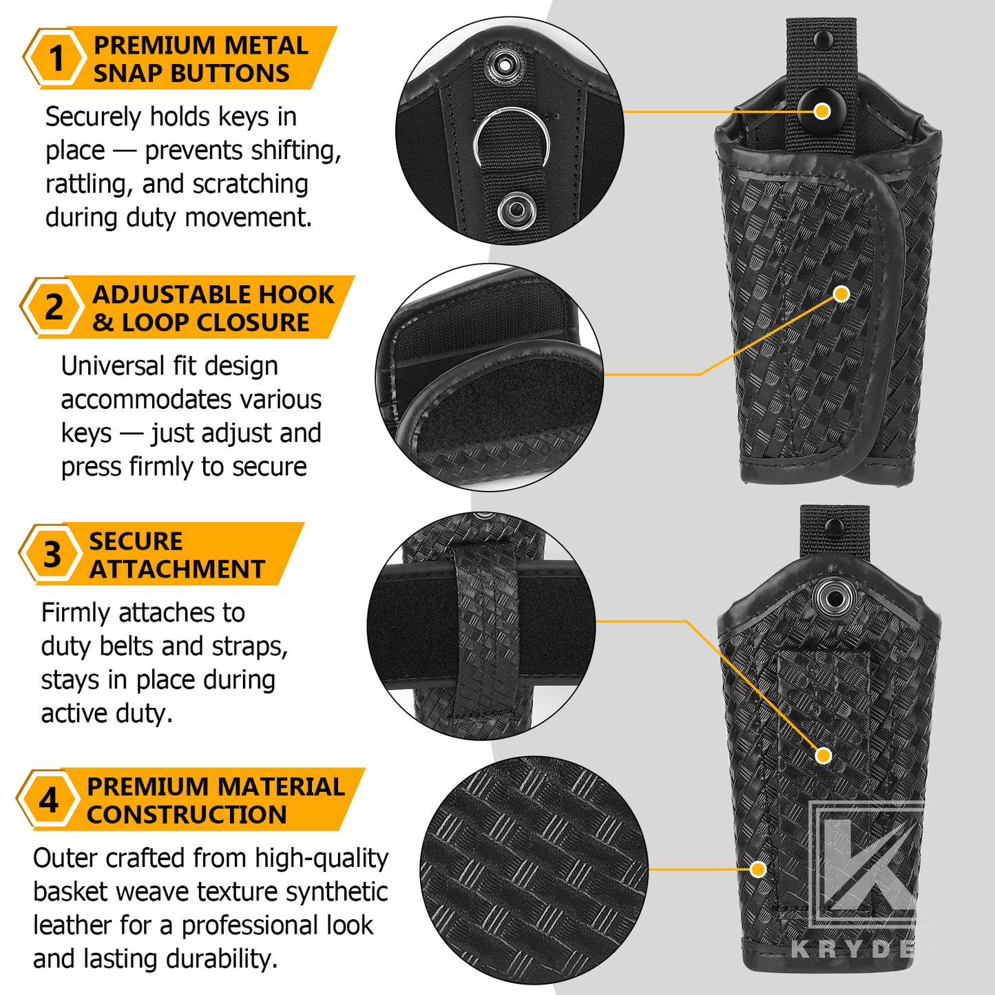 Krydex Accumold Slient Basket Weave Key Holder for 2” & 2.25” Duty Belt Police Key Keeper Law Enforcement Sheriff Equipment