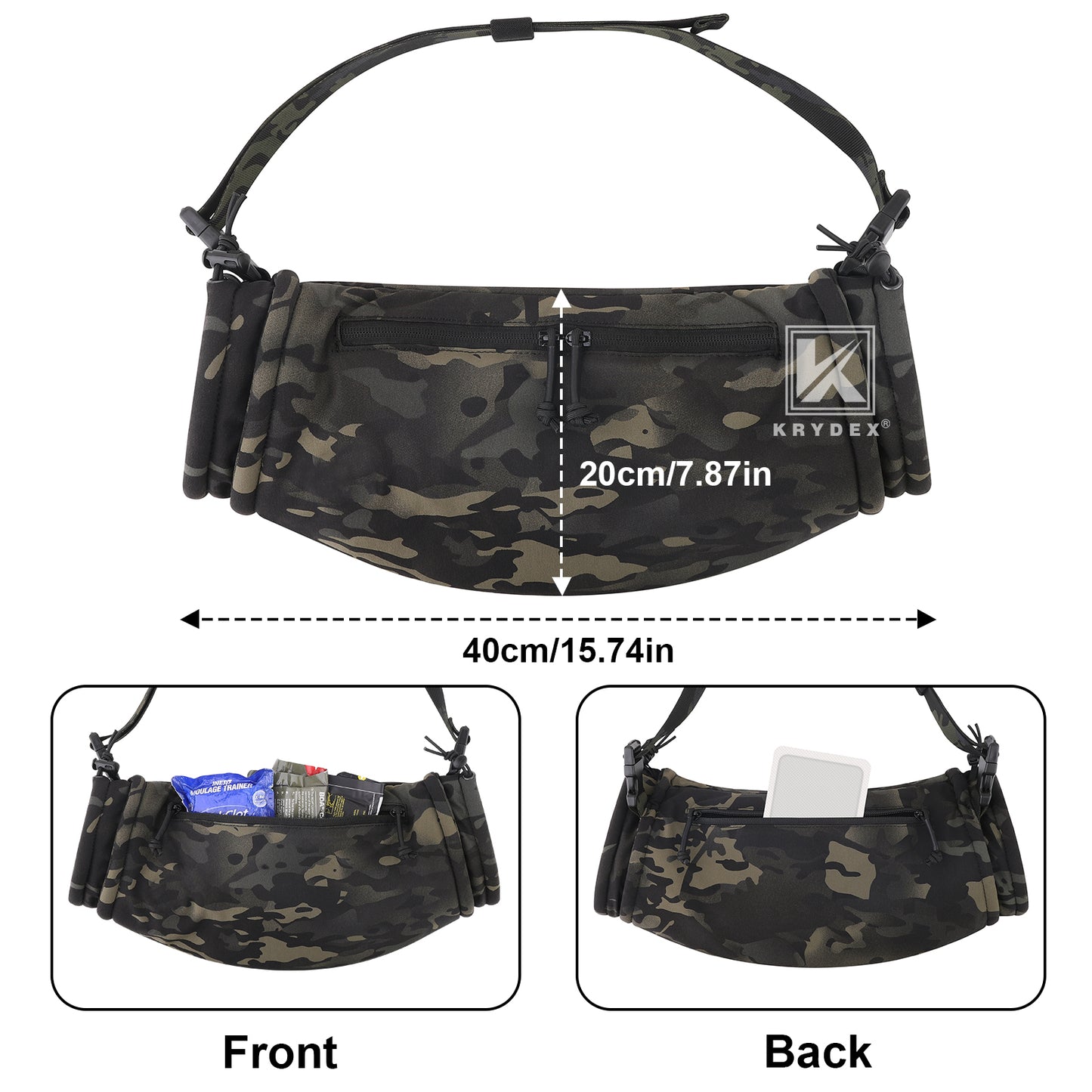 Krydex Tactical Soft Shell Hand Warmer Muff Sherpa Fleece Lined Muffler Water-Resist Vest Drop Hanger Warmer Pouch Outdoor Winter Hunting Field Survival