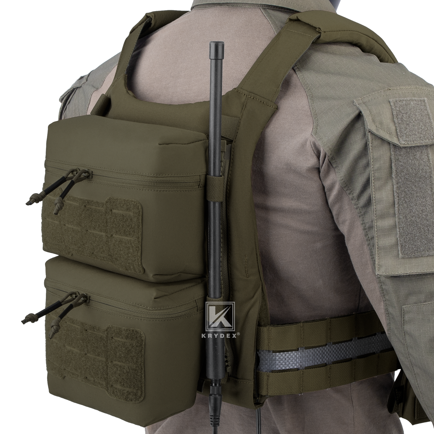 Krydex Tactical Back Panel Double Pouch Assault Zip On Modular Backpack for V5 vest