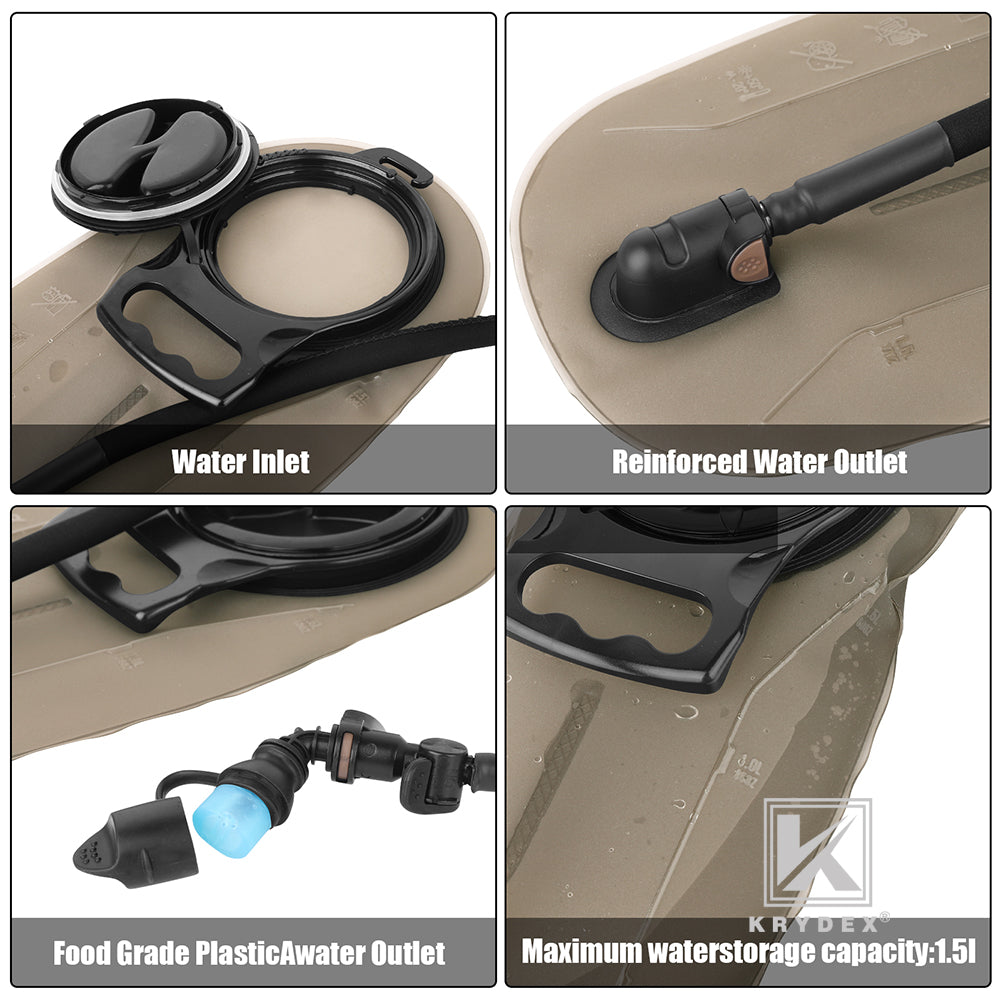 Krydex Tactical 1.5L 50oz Hydration Bladder Pouch Low Profile Hydra Carrier MOLLE Water Pack