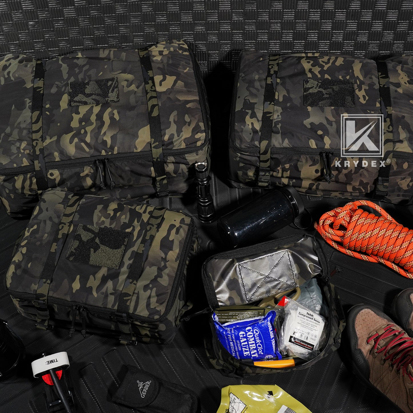 Krydex Tactical Travel Packing Organizer 70D Nylon Packing Cubes Waterproof Luggage Bags YKK Zipper 4pcs set