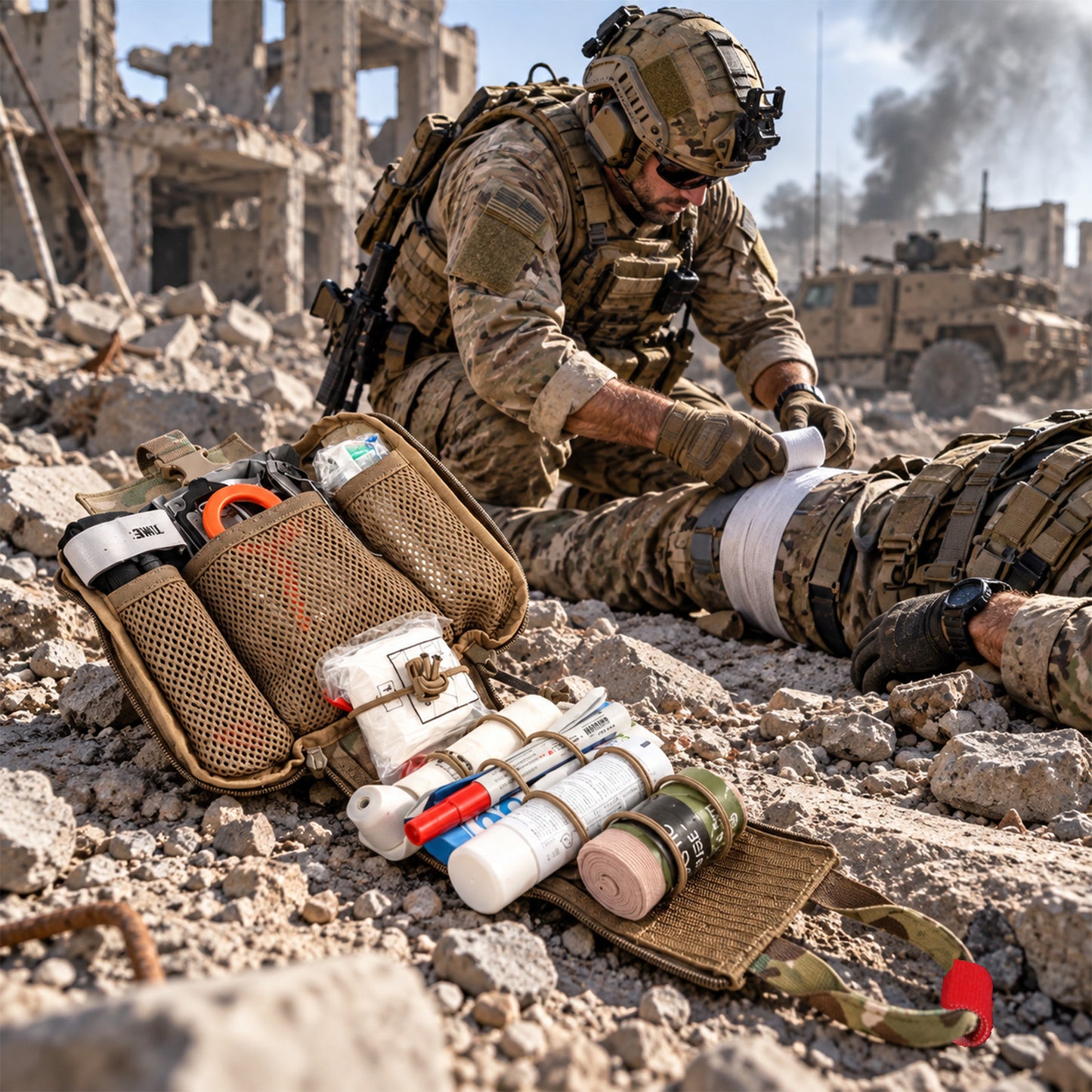 Krydex Tactical Tear Off Medical Pouch IFAK EMT Trauma Kit Pouch Rip Away First Aid Organizer MOLLE / Belt Compatible