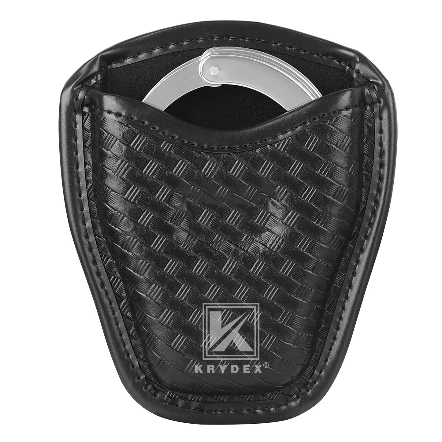 Krydex Open Top Basket weave Handcuff Case for Duty Belt Single Handcuff Pouch Fits 2” & 2.25” Duty Belt For Police Law Enforcement & Security Guard Equipment