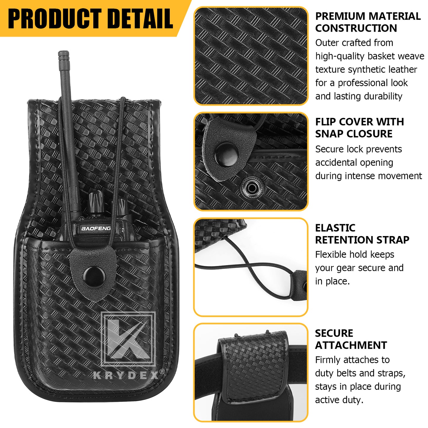 Krydex Basket Weave Radio Pouch for Duty Belt Universal Police Radio Walkie Talkies Holster for Security & Law Enforcement Fits 2" & 2.25" Belts For MT500 MT1000