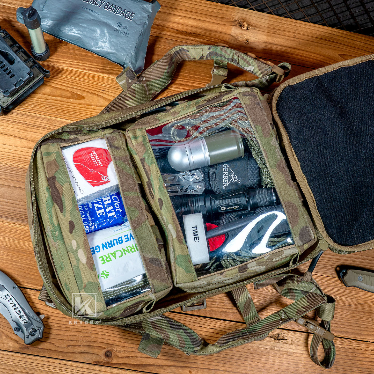 Krydex Clear Top Insert Large/Small for D3 Tactical Backpack Organizer Bag Hook & Loop Medic Pouch