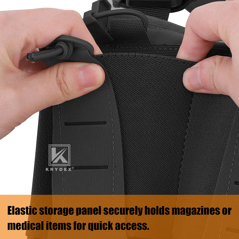 Krydex Tactical Triple Elastic 556 Magazine Pouch Placard GP Pouch Low-Profile Mag Holders for Chest Rig and Vest