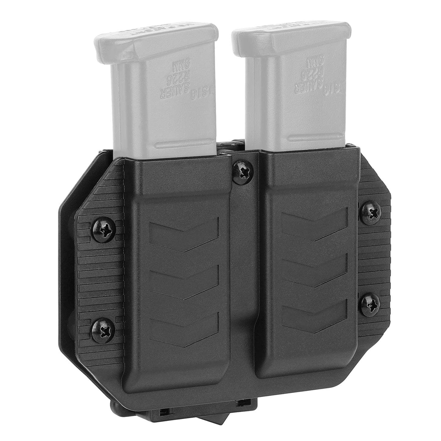 Krydex 9mm Double Stack Magazine Pouch 360° Rotatable Clip Fits 9mm/.40/.45 Double-Stack Mags Adjustable Retention Dual-Lock Mount for 1.5"-2.25" Belts & MOLLE