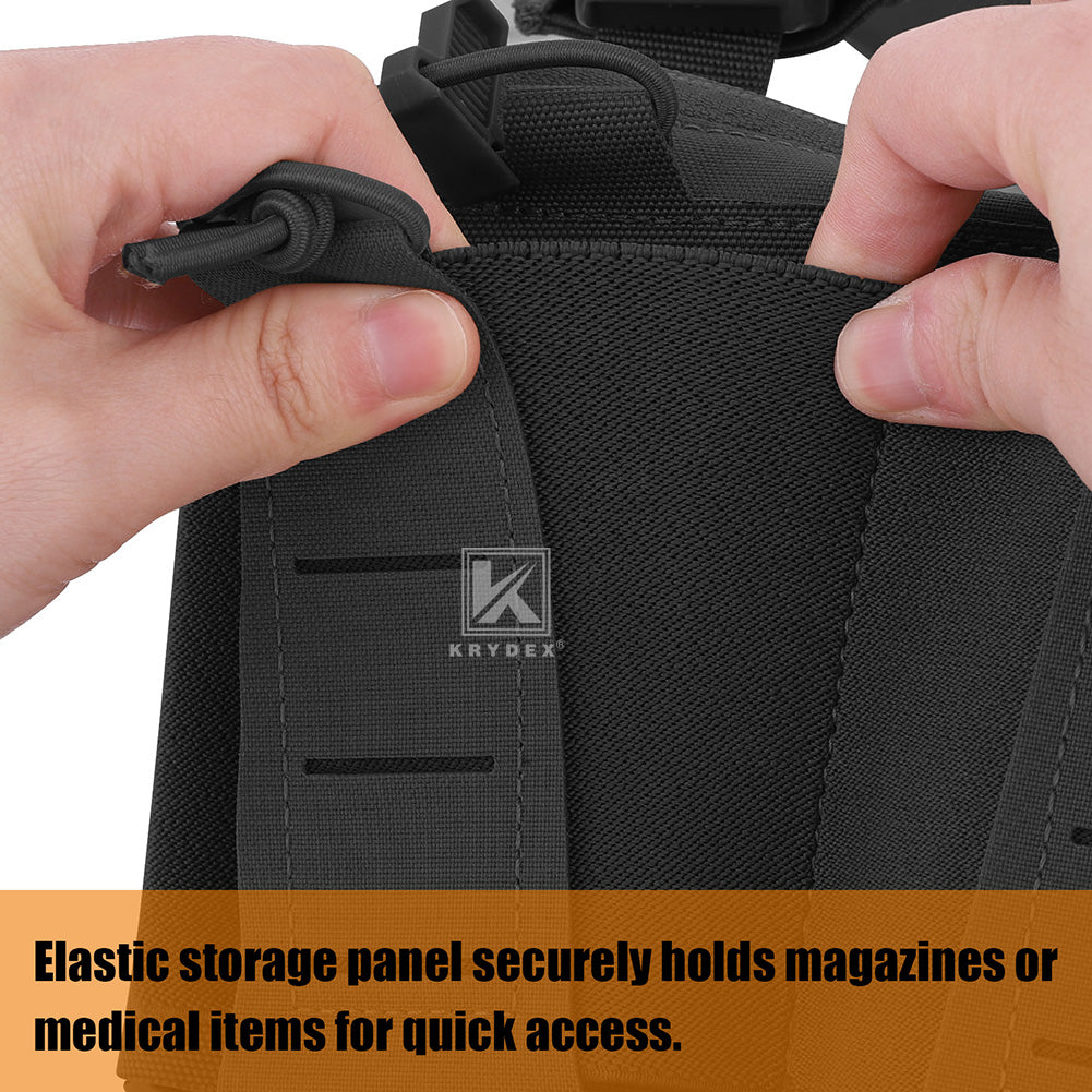 Krydex Tactical Chest Rig Triple Elastic 556 Magazine Pouch Placard GP Pouch Mini Drop Dangler Pouch