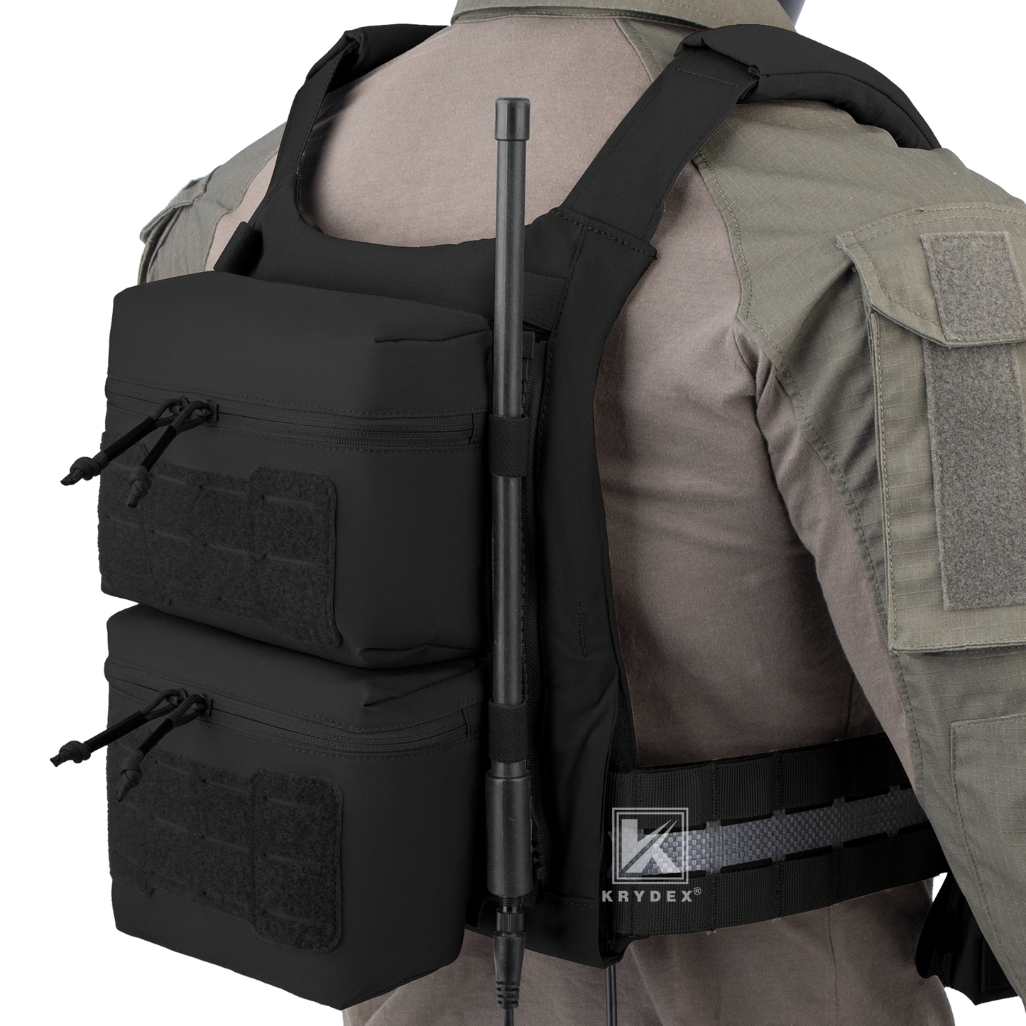 Krydex Tactical Back Panel Double Pouch Assault Zip On Modular Backpack for V5 vest