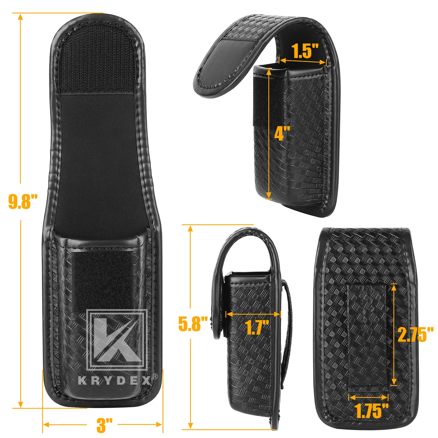 Krydex OC / MK3 Spray Holster Basket Weave OC MACE Pepper Spray Pouch Canister Flashlight Holder Multi-Tool Plier Pouch Fits 1.5" 1.75" 2" 2.25"  Duty Belt for Police Security LE Outdoor