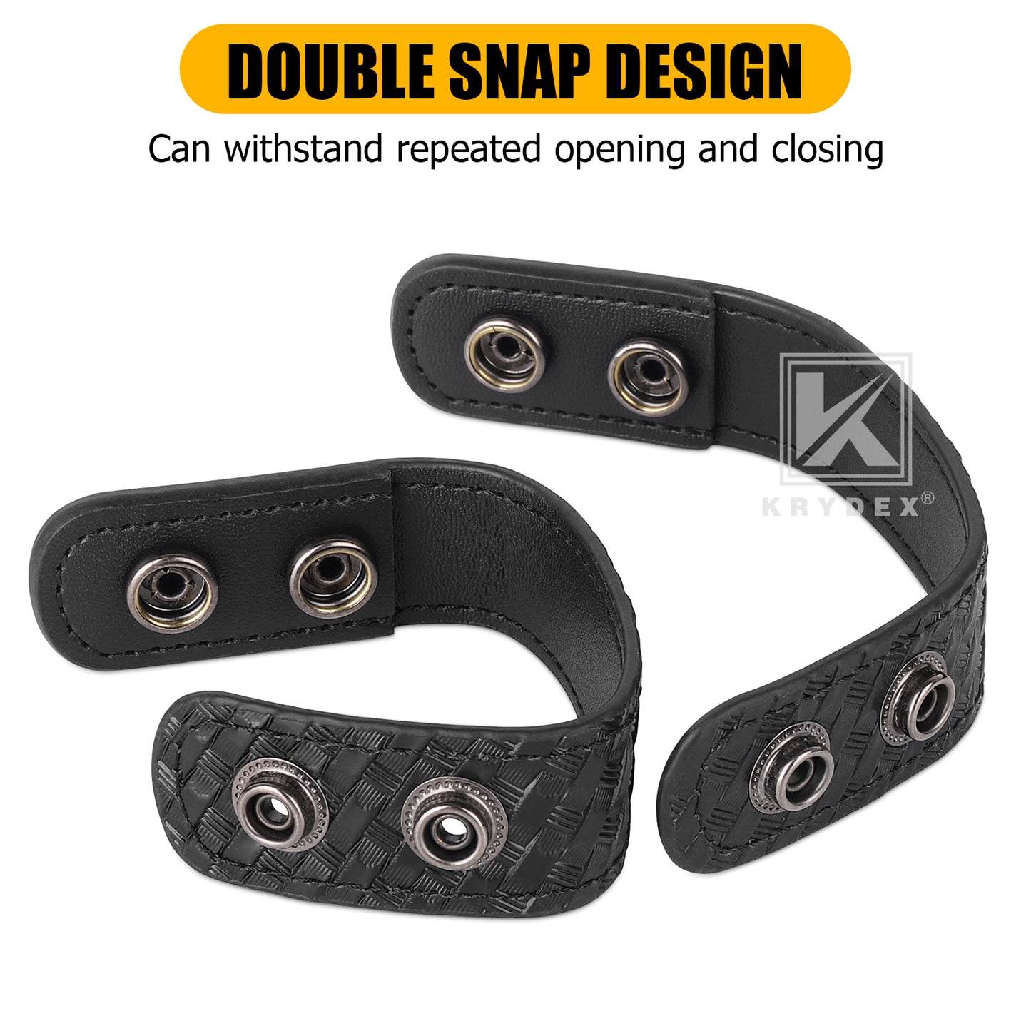 Krydex Double Snap Duty Belt Keepers – 4-Pack for 2"/2.25" Duty Belts Basket Weave Belt Keepers Reduce Sag & Slippage for Police Security EMT