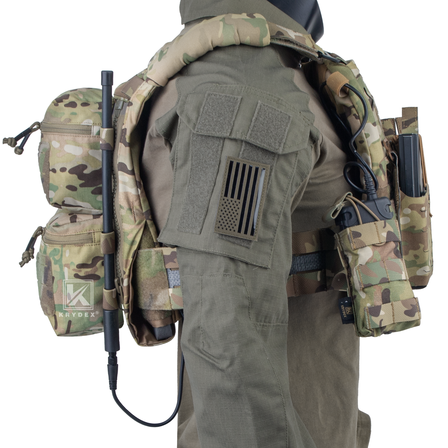 Krydex Tactical Back Panel Double Pouch Assault Zip On Modular Backpack for V5 vest