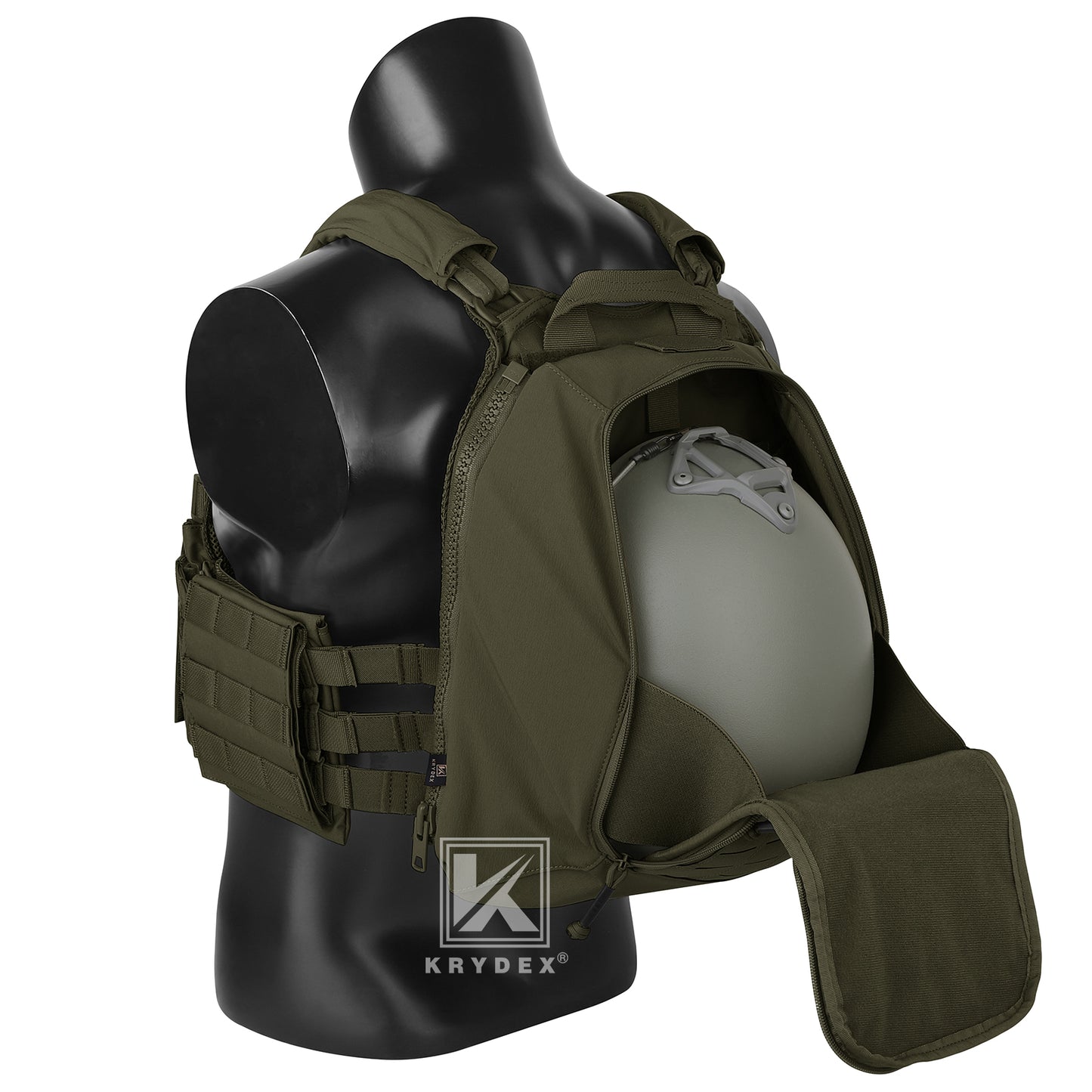 Krydex Tactical Zip-on Back Panel for Scarab Vest MOLLE Helmet Hydration Backpack
