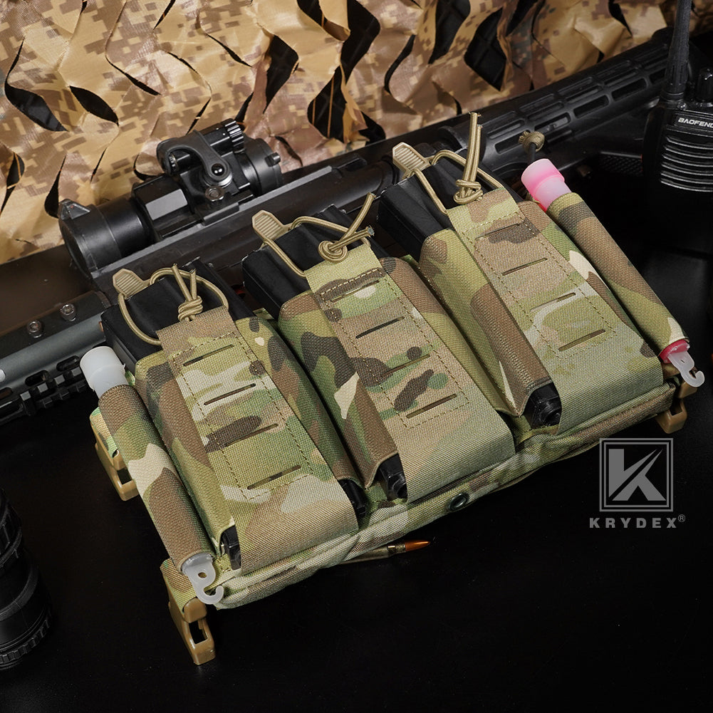 Krydex Tactical Triple Elastic 556 Magazine Pouch Placard GP Pouch Low-Profile Mag Holders for Chest Rig and Vest
