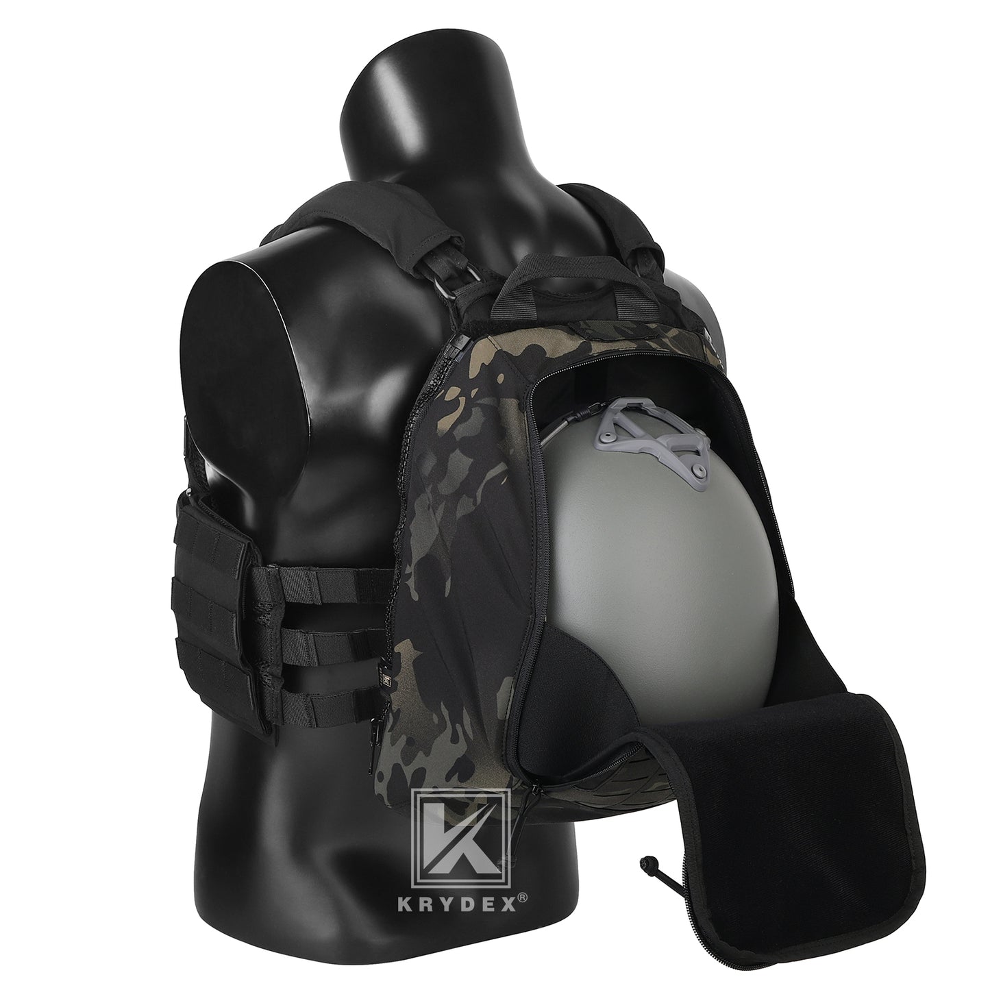 Krydex Tactical Zip-on Back Panel for Scarab Vest MOLLE Helmet Hydration Backpack