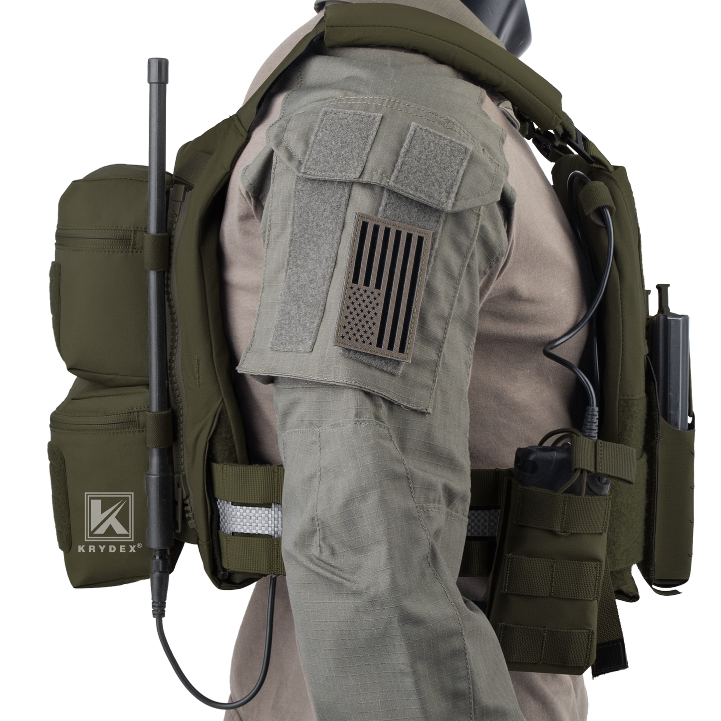 Krydex Tactical Back Panel Double Pouch Assault Zip On Modular Backpack for V5 vest