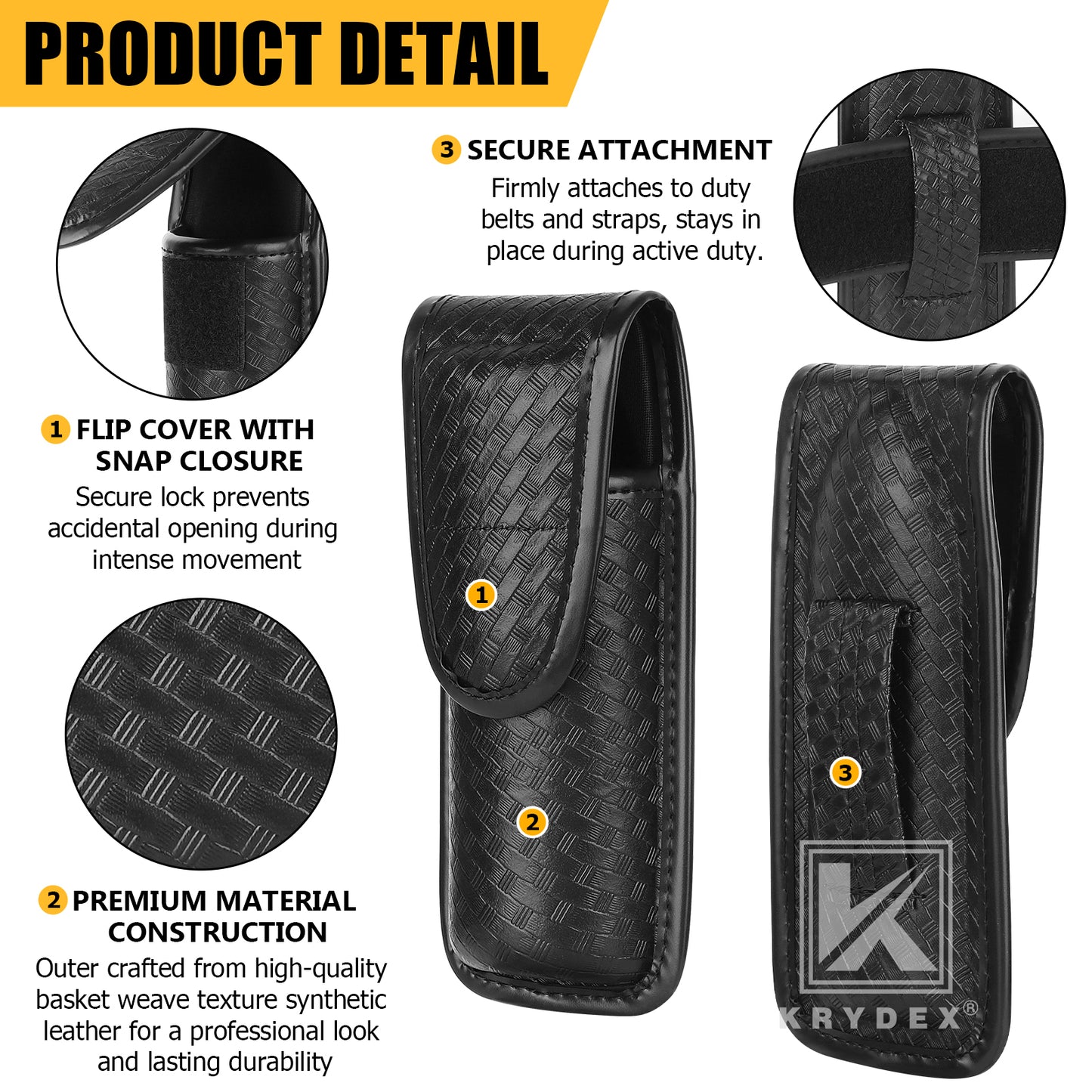 Krydex MK4 Pepper Spray Basket Weave Holder OC Spray Holster for Similar Size Canisters Pouch for Duty Belt Police Security Law Enforcement