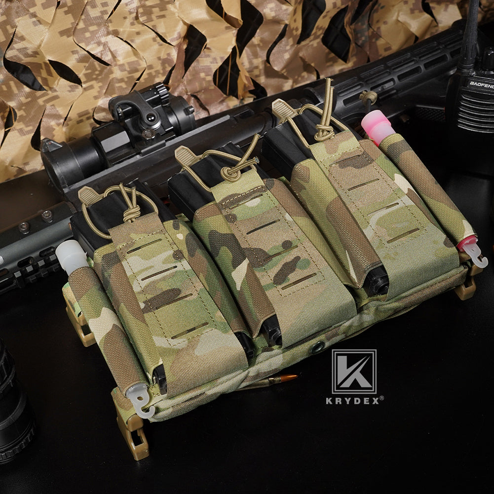 Krydex Tactical Triple Elastic 556 Magazine Pouch Placard GP Pouch Low-Profile Mag Holders for Chest Rig and Vest