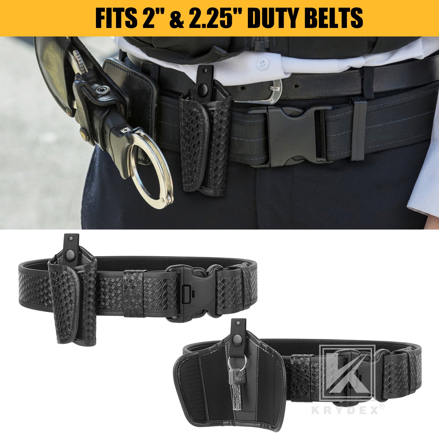 Krydex Accumold Slient Basket Weave Key Holder for 2” & 2.25” Duty Belt Police Key Keeper Law Enforcement Sheriff Equipment