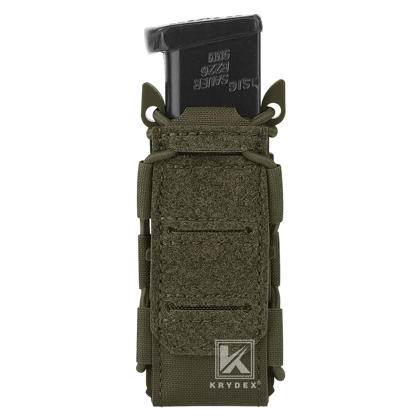 Krydex Tactical 9mm Magazine Pouch Open Top Pistol Mag Carrier Rapid Access MOLLE Compatible