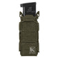 Krydex Tactical 9mm Magazine Pouch Open Top Pistol Mag Carrier Rapid Access MOLLE Compatible