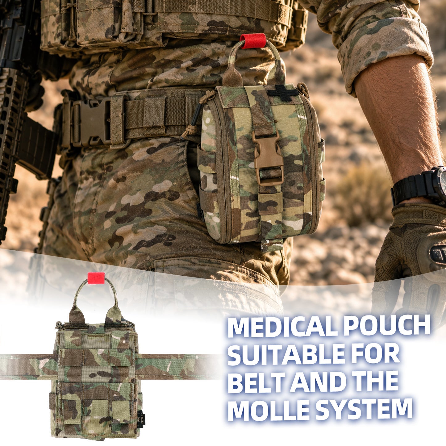 Krydex Tactical Tear Off Medical Pouch IFAK EMT Trauma Kit Pouch Rip Away First Aid Organizer MOLLE / Belt Compatible