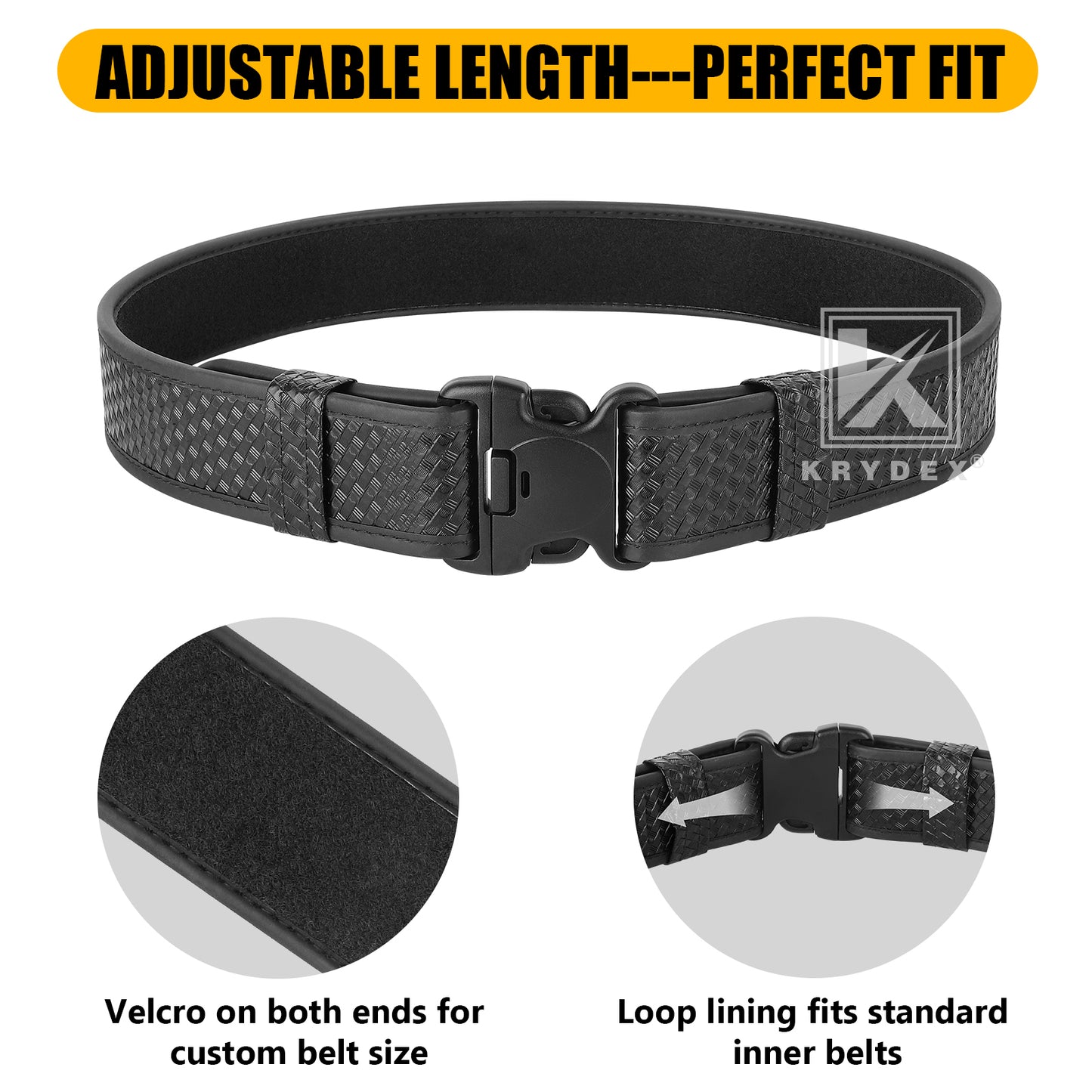 KRYDEX Duty Belt 2.25" Police Security Belt Law Enforcement Officer Security Basket Weave Synthetic Leather Belt