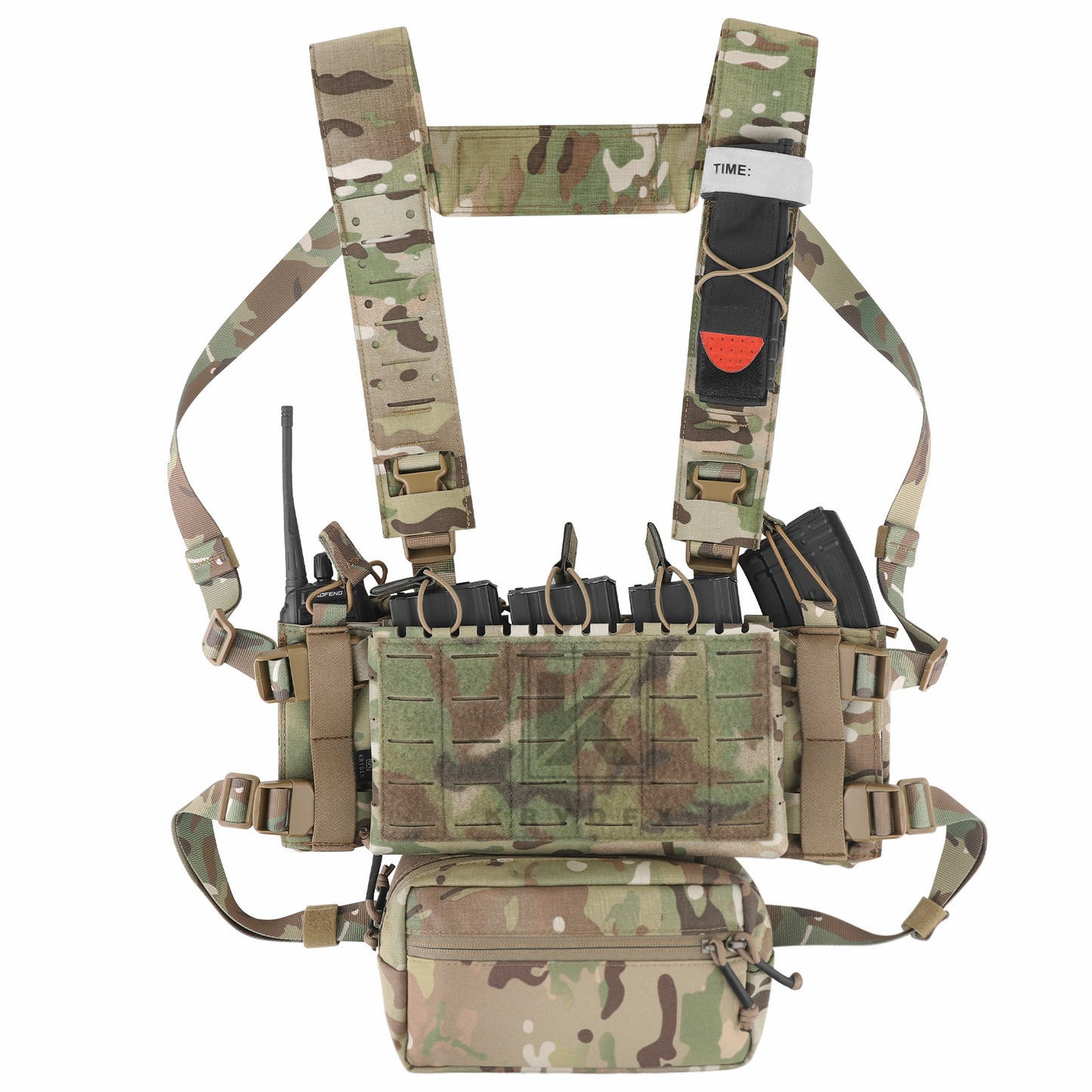 Krydex Tactical Chest Rig Padded Shoulder Strap Laser Cut H-Harness Fat Shoulder Waist Back Strap for Micro Fight Chassic Placard