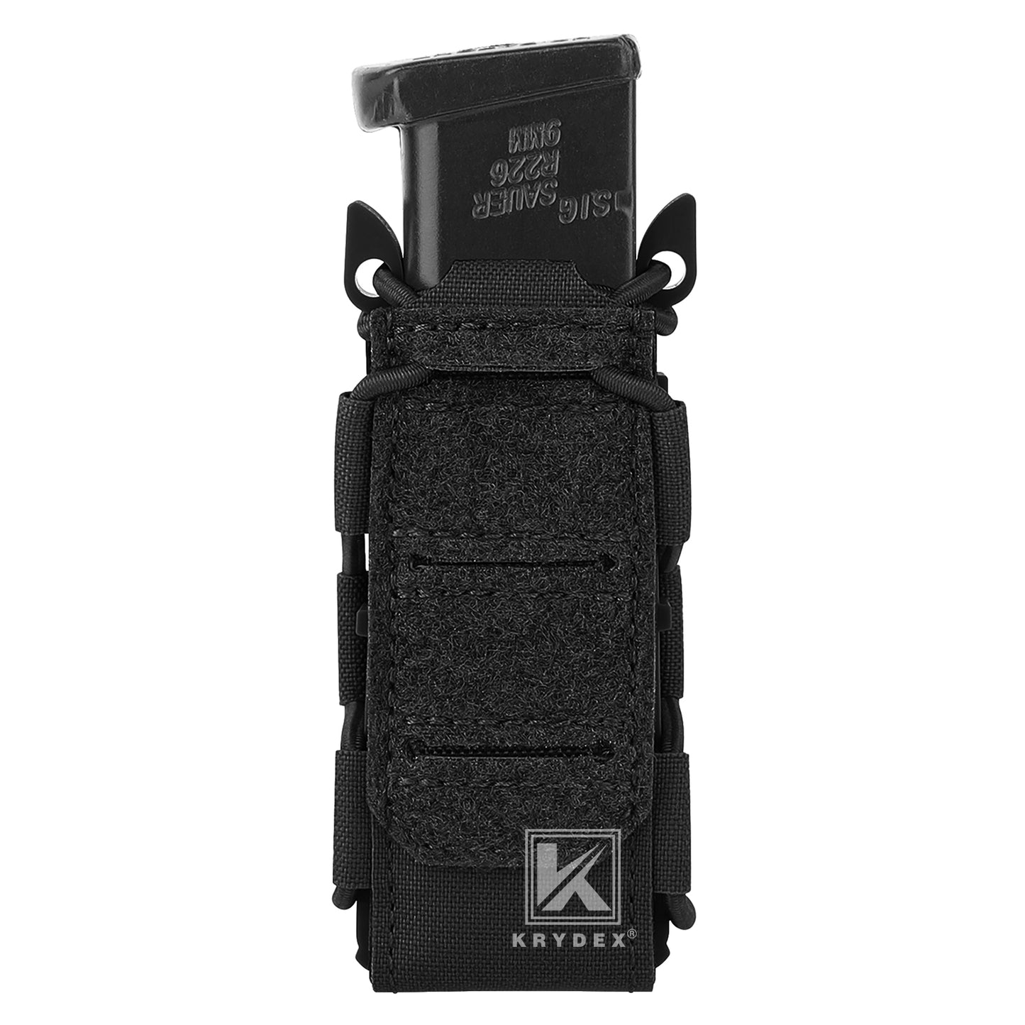 Krydex Tactical 9mm Magazine Pouch Open Top Pistol Mag Carrier Rapid Access MOLLE Compatible